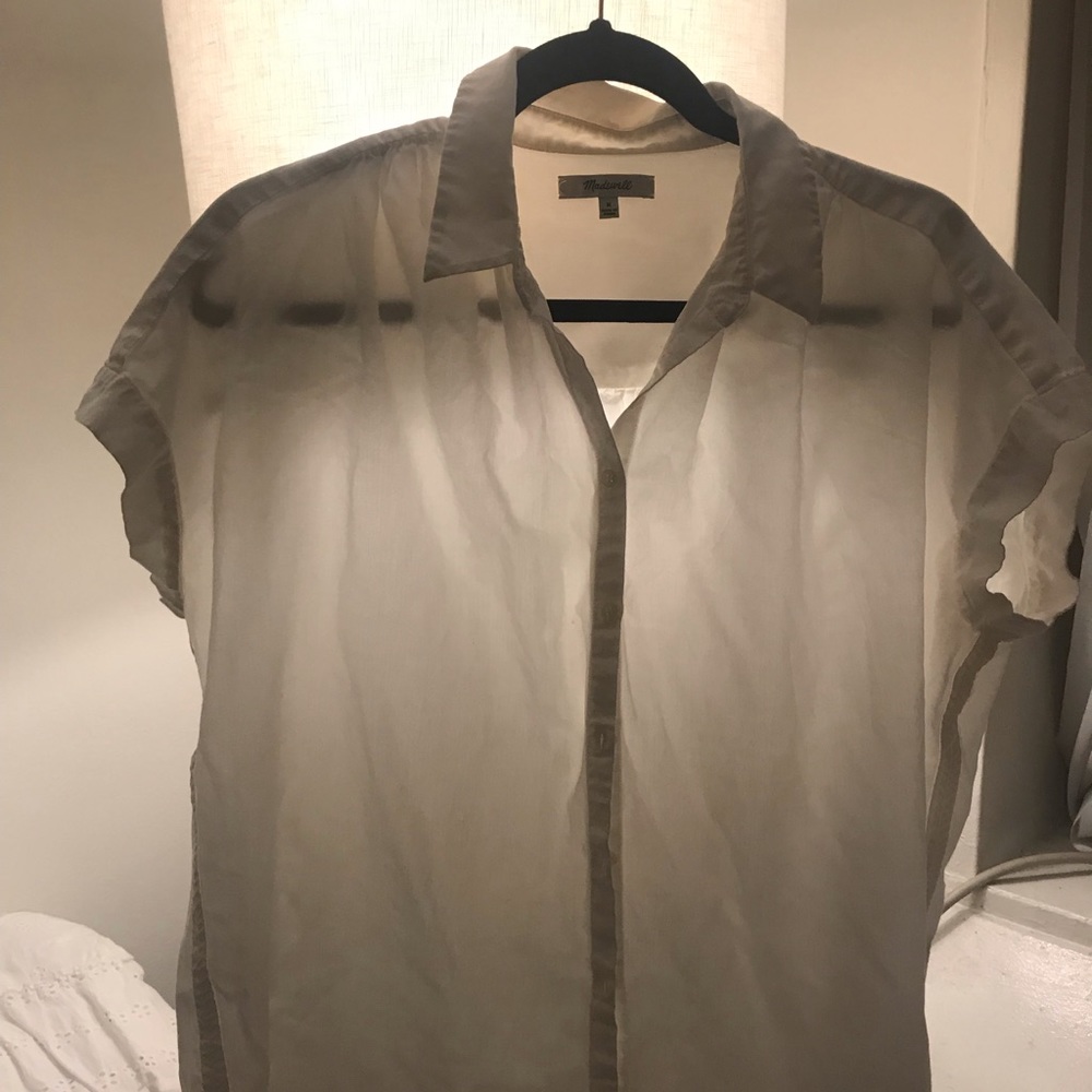 Madewell White Short Sleeve Button Up